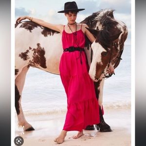 Banana republic Canna silk dress in neon pink passion